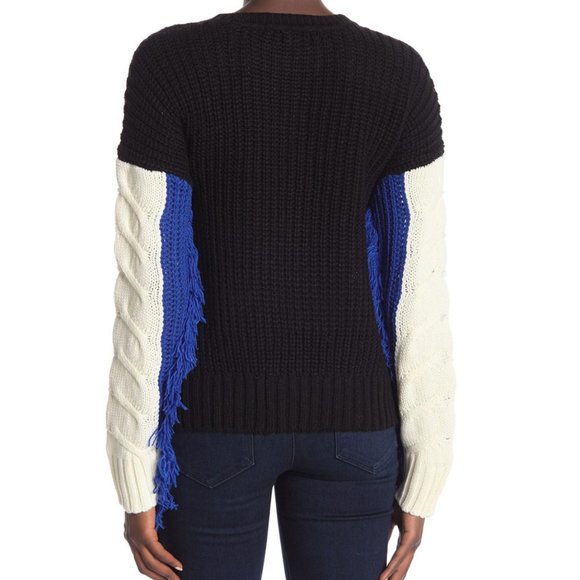 Free Generation Color block Fringe Cable Sweather - Picture 2 of 13